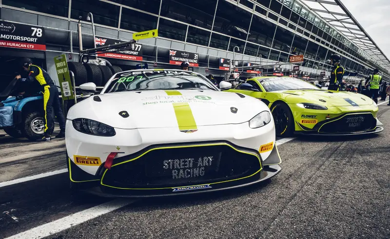 Jamie Vandenbalck — Aston Martin Vantage GT4 in the pit lane (2019)