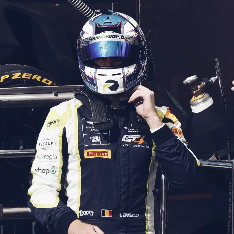 Jamie Vandenbalck — With helmet, Aston Martin Racing